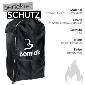 Grillabdeckung von Borniak, Material Tkanina PCV 420 D, wasserdicht, Schutz vor Wetter, Kratzern und Staub, Gewicht 1kg, Maße für den Borniak 70, Farbe schwarz weiss