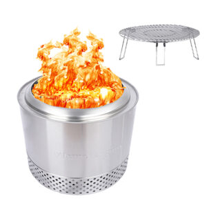 Flame Engine Edelstahl Feuerschale rauchfrei Buddy Deluxe 50cm mit Grillrost  Art.Nr. FEBUDELUXE50