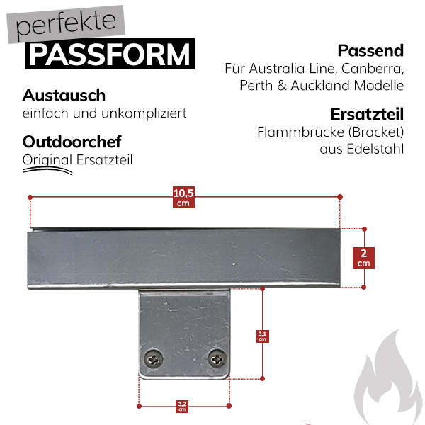 Outdoorchef Ersatzteil Flammenbrücke aus Edelstahl Bracket für Australia, Canberra, Auckland, Perth und Wellington,Art.Nr. 18.612.34 – Bild 2