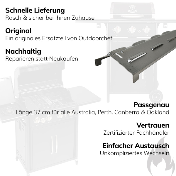 Outdoorchef Ersatzteil Flammabdeckung Edelstahl für Australia Line, Canberra, Perth, Oakland Art.Nr. 18.601.02 – Bild 3