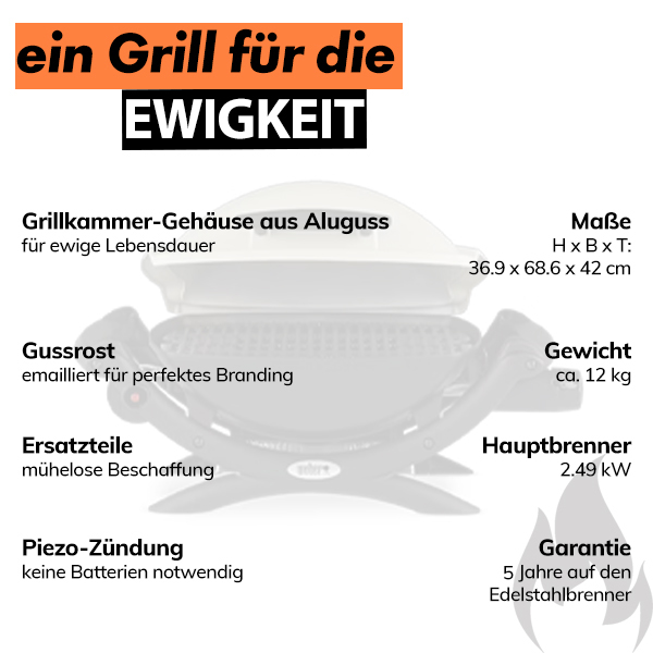 Weber Gasgrill Q 1000 Titan Art. Nr. 50060079 – Bild 2