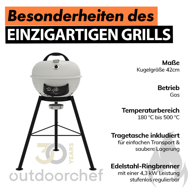 Outdoorchef Gasgrill Kugelgrill City 420 G Art. Nr. 18.129.05 Vanille – Bild 2