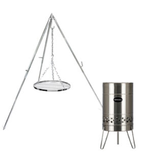 Petromax Feuertonne Pyron Set mit Feuerstelle, Dreibein & Hängerost Art.Nr. PYRA-STATION