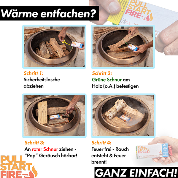 Pull Start Fire Camping Zubehör Kamin, Feuer und Grill Anzünder 3er Pack GS005 – Bild 5