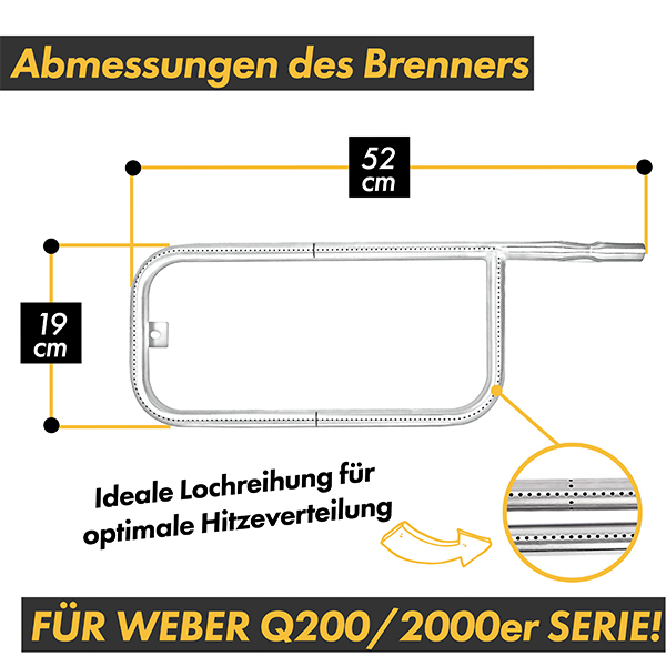 grillshop.at Weber Ersatzteil Brenner für Q200 Q2000 Q220 Q2200 Serie Art.Nr. GS012 / 66598 – Bild 2