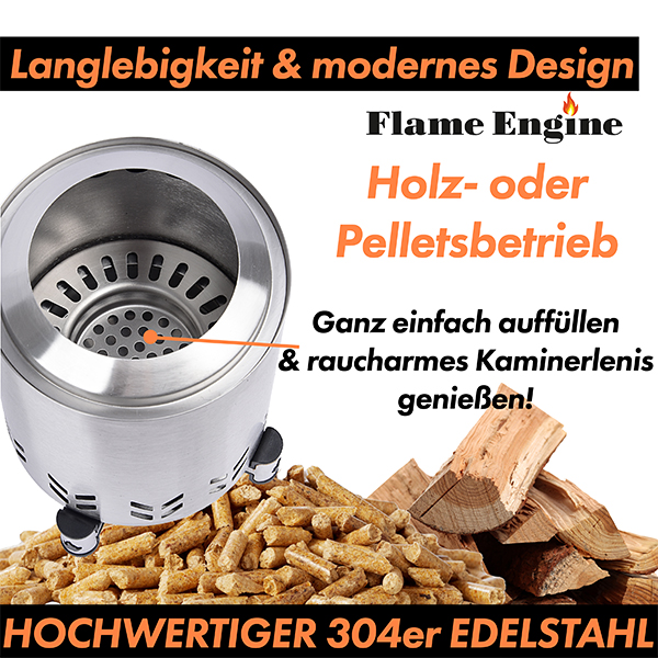 Flame Engine Feuerschale rauchfrei Little Buddy Silver Edelstahl Tischfeuer 13cm Art.Nr. FELBSILV13 – Bild 3