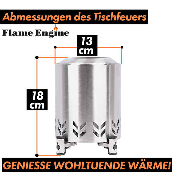 Flame Engine Feuerschale rauchfrei Little Buddy Silver Edelstahl Tischfeuer 13cm Art.Nr. FELBSILV13 – Bild 2