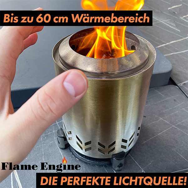 Flame Engine Feuerschale rauchfrei Little Buddy Silver Edelstahl Tischfeuer 13cm Art.Nr. FELBSILV13 – Bild 5