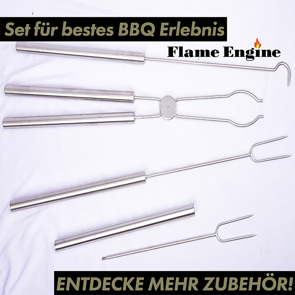 Flame Engine Zubehör BBQ Tool Set Ascheschieber Zange Spieß Art.Nr. FEBBQSET – Bild 3