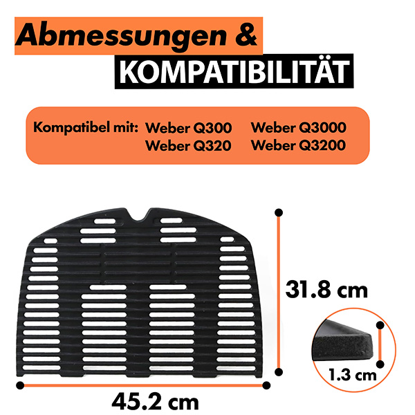 grillshop.at Zubehör Weber Q300/Q3000 Serie Grillrost Gusseisen porzellanemailliert 2-teilig Art.Nr. GS029 / 7646 – Bild 2