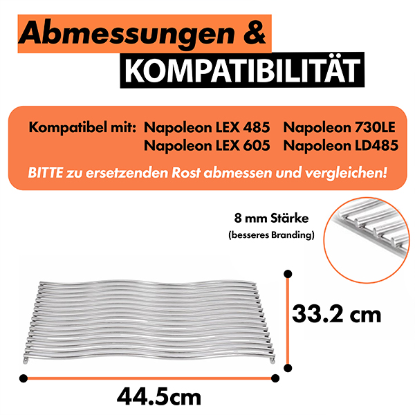 grillshop.at Zubehör Napoleon Grillroste 2 STÜCK Edelstahl für LEX 485/605/730LE & LD485 Art.Nr. S 83001 / GS037 – Bild 2