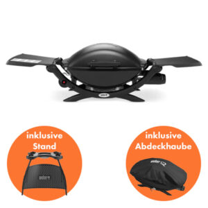 Weber Gasgrill Q2000 mit Stand und Abdeckhaube - Schweizer Ausführung