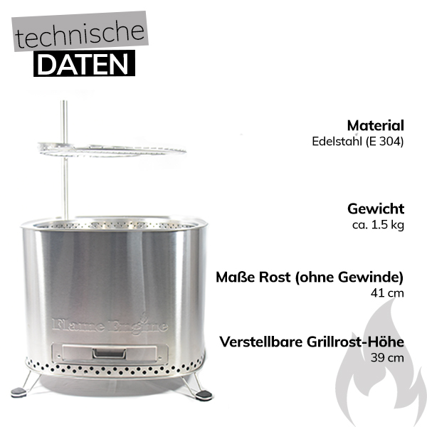 Flame Engine Buddy Square Griller-Set für Feuerschale Edelstahl 50 cm viereckig Art.Nr. FEB50SQCGK – Bild 2