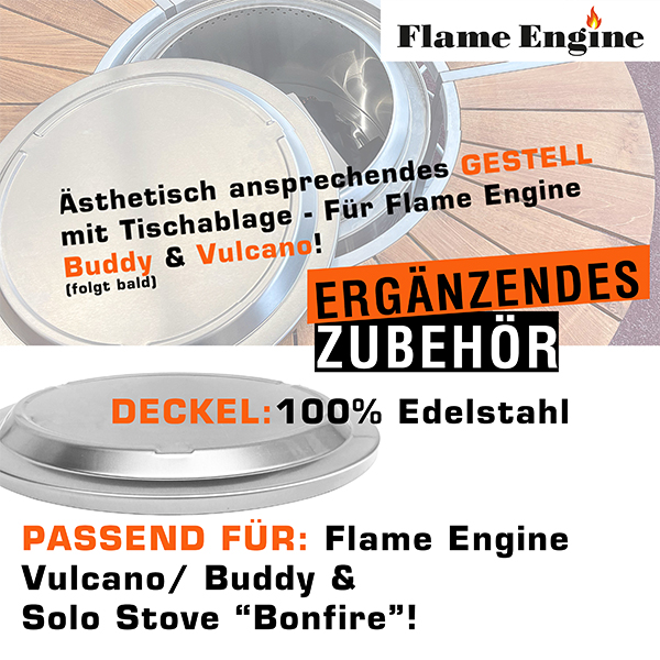 Flame Engine Feuerschale rauchfrei Vulcano Vesuv mit Deckel 50cm Art.Nr. FEV500 / FELIDNEU – Bild 4