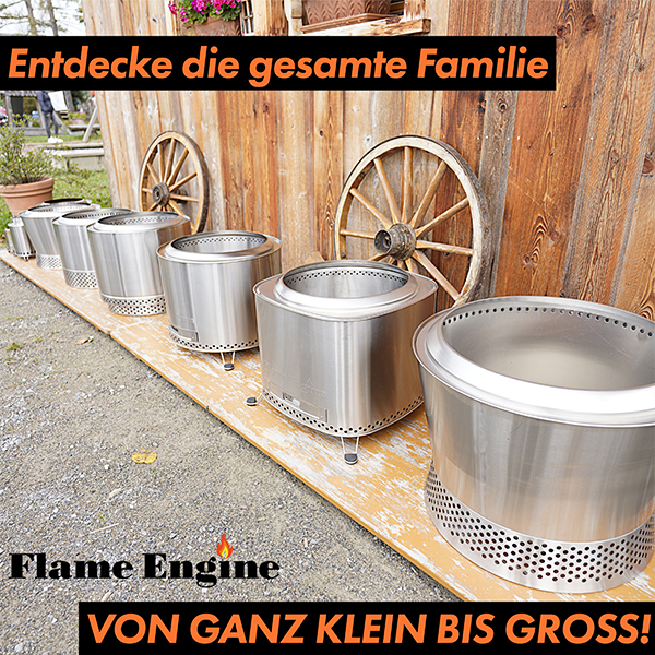 Flame Engine Edelstahl Feuerschale rauchfrei Buddy Deluxe 50cm mit Grillrost Art.Nr. FEBUDELUXE50 – Bild 7