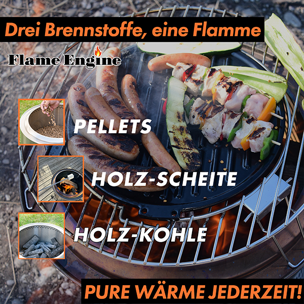 Flame Engine Edelstahl Feuerschale rauchfrei Buddy Deluxe 50cm mit Grillrost Art.Nr. FEBUDELUXE50 – Bild 6