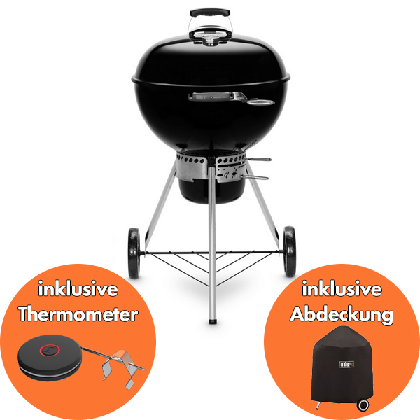 Weber Master Touch Holzkohlegrill WM Paket E-5750 BLK Art. Nr. 14701004 mit Abdeckhaube und BBQ Thermometer