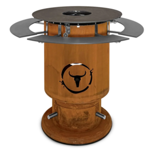 Moesta Bandit 2.0 Fireplace inkl. BBQ Disk Feuerplatte und 4 Ablagebretter Bambus unten Art.Nr. 20356